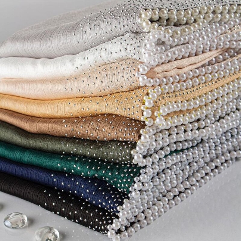 شال نگینی مرواریدی جنس کریستال درجه یک